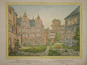Ansicht des Heidelberger Schlosses vom Innern des Hofes aus, unter dem Thore des vierekigen Thurm...