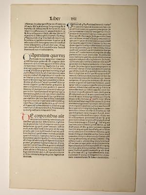 Bild des Verkufers fr Expositio in Aristotelis Ethica Nicomachea. (GW 5778, H 4143) Liber VII, capitulum quartum. zum Verkauf von Versandantiquariat Christine Laist