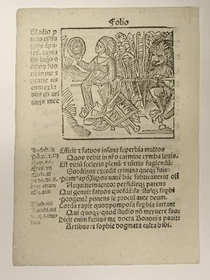 Bild des Verkufers fr Stultifera navis. Von Jacobus Locher Philimusus. (GW 5056). Folio CII. zum Verkauf von Versandantiquariat Christine Laist