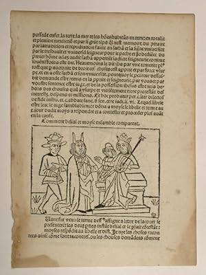 Bild des Verkufers fr Belial sive Consolatio peccatorum, franz. "Comment belial et moyse ensamble comparent" et "Comment le'clerc de salomon tient le livre en la main". (GWM 11110, Claudin III 356 - 359) zum Verkauf von Versandantiquariat Christine Laist