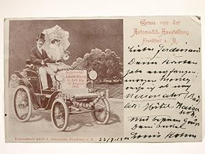 Postkarte Gruss von der Automobil - Ausstellung 14. Juli bis 12. August 1900 Frankfurt a. M.