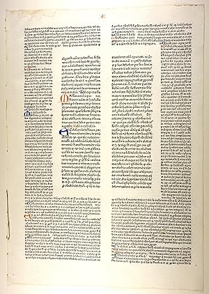 Decretales. Mit der Glosse des Bernardus Parmensis. Liber I. (GW 11451, HC 7999). Einzelblatt.