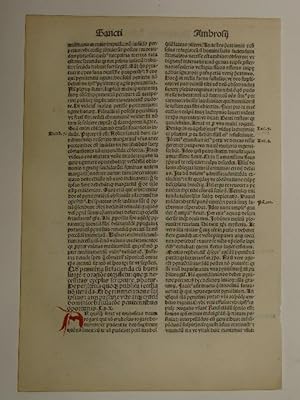 Bild des Verkufers fr Opera. Libri tertie partis: De Penitentia Liber II (GW 1599, HC 896) zum Verkauf von Versandantiquariat Christine Laist
