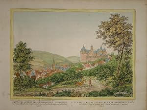 Westliche Ansicht des Heidelberger Schlosses und eines Theils der Stadt, nach einer alten Zeichnu...