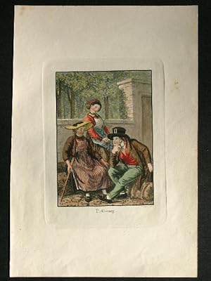 Bild des Verkufers fr Trachtenansicht aus Fribourg. zum Verkauf von Versandantiquariat Christine Laist