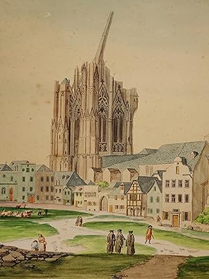 Seller image for Ansicht des Domplatztes zu Klln. Vue de la place du Dome a Cologne. Blatt Nr. 45. Nach der Natur gezeichnet von L. Janscha. Gestochen von J. Ziegler. Aus: Collection de cinquante Vues du Rhin. for sale by Versandantiquariat Christine Laist