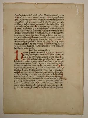 Bild des Verkufers fr Sermones de tempore et de sanctis cum quadragesimali. (GW M26958, H 11799). Blatt: Feria quarta oculi de epistola. zum Verkauf von Versandantiquariat Christine Laist