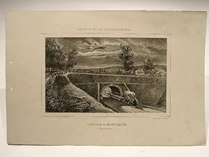 Lithographie "Chemin de Fer de Versailles (Rive droite): Ponceau a Montreuil".