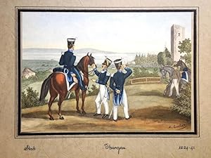 Seller image for Militaria, Sicht auf die Ruine Castel, Originaltitel:Thurgau Stab 1824-41, for sale by Graphica-Antiqua, Stich-Galerie Osvald