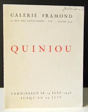 QUINIOU. Catalogue exposition Galerie Framond, Paris 1946.