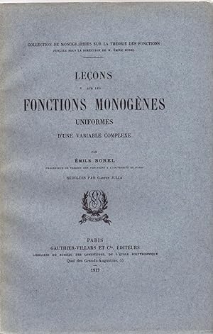 Seller image for LELCONS SUR LES FONCTIONS MONOGENES UNIFORMES D UNE VARIABLE CMPLEXE for sale by Libreria 7 Soles