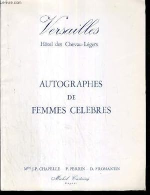 Bild des Verkufers fr CATALOGUE DE VENTE AUX ENCHERES - AUTOGRAPHES DE FEMMES CELEBRES - VERSAILLES - 8 MARS 1977. zum Verkauf von Le-Livre