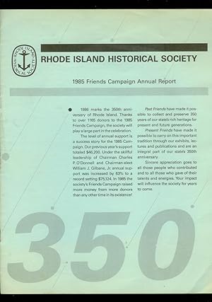 Seller image for R. I. Historical Society 1985 Friends Campaign Report for sale by Ramblin Rose Books