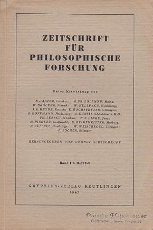 Imagen del vendedor de Zeitschrift fr Philosophische Forschung Band 1 Heft 2 + 3 1947 a la venta por Versandantiquariat Nussbaum