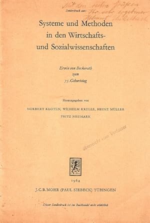 Bild des Verkufers fr ber eine Mglichkeit zwingender Beweise allgemeiner Stze in den Sozialwissenschaften - Sonderdruck aus "Systeme und Methoden in den Wirtschafts- und Sozialwissenschaften" zum Verkauf von Versandantiquariat Nussbaum