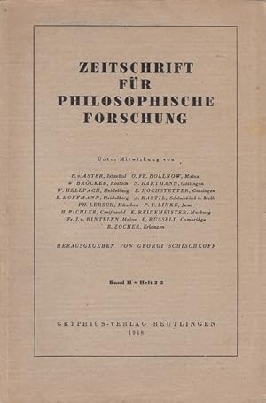 Imagen del vendedor de Zeitschrift fr Philosophische Forschung Band 2 Heft 2+3 1948 a la venta por Versandantiquariat Nussbaum