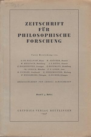 Imagen del vendedor de Zeitschrift fr Philosophische Forschung Band 1 Heft 1 1946 a la venta por Versandantiquariat Nussbaum