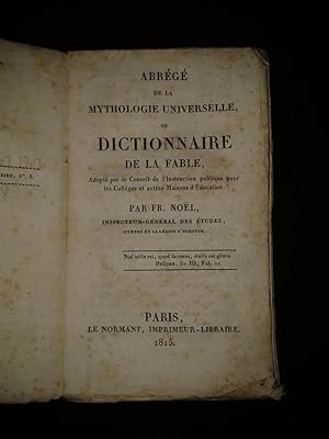 Seller image for Abrg de la mythologie universelle ou dictionnaire de la fable for sale by Librairie Ancienne Zalc