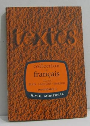 Imagen del vendedor de Textes pour la lecture et l'explication secondaire I a la venta por crealivres