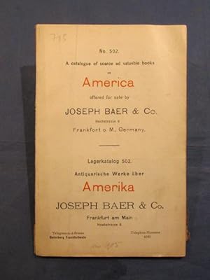 Imagen del vendedor de No. 502: A catalogue of ccarce and valuable books on America / Antiquarische Werke ber Amerika. a la venta por Das Konversations-Lexikon