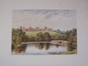 An Original Antique Woodblock Colour Print Illustrating Blenheim in Oxfordshire, from The Picture...