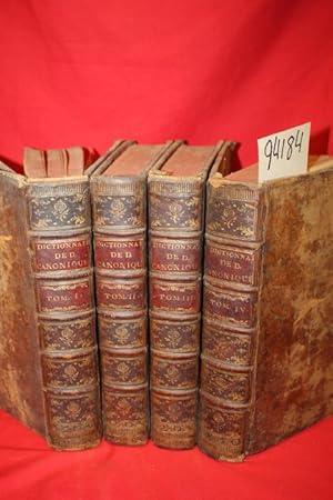 Image du vendeur pour Dictionnaire de Droit Canonique et de Pratique Beneficiale Confere (4 volumes) mis en vente par Princeton Antiques Bookshop