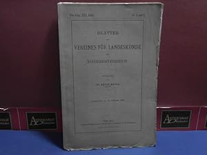 Blätter des Vereines für Landeskunde von Niederösterreich - Neue Folge, XXIX. Jg., Nr. 11-12.