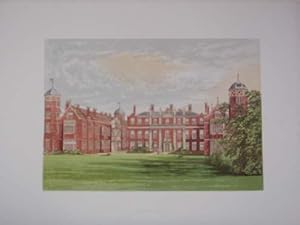 An Original Antique Woodblock Colour Print Illustrating Cobham Hall in Kent from The Picturesque ...