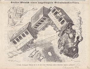 Eisbahn Unglück Lithographie von 1876 mit der Darstellung einer entgleisten Eisenbahn, Blattgröße...