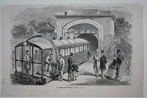 Die atmosphärische Eisenbahn in London, originaler Holzstich um 1875, Blattgröße: 17,5 x 26,5 cm,...