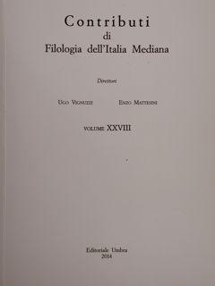 Immagine del venditore per Contributi di filologia dell'Italia Mediana. Vol. XXVIII / 2014. venduto da EDITORIALE UMBRA SAS