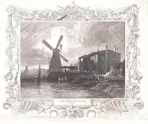 View near Battersea, Surrey. Stahlstich von J.Cox nach W.Tombleson mit ornamentaler Bordüre.