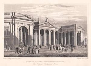 Bank of Ireland (South Portico). The Original Parliament House. Stahlstich von B.Winkles nach Geo...