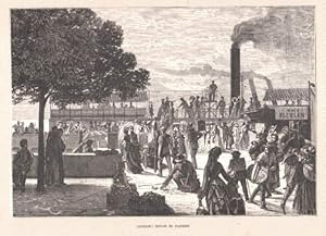 Bild des Verk�ufers f�r Lucerne : Depart du Paquebot. Franz�sischer Holzstich aus einem illustrierten Buch. zum Verkauf von Antiquariat Heinz Tessin