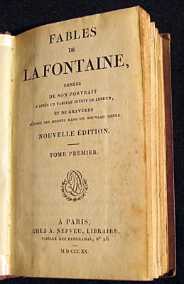 Fables de La Fontaine, ornées de son portrait d`après un tableau inédit de Lebrun, et de Gravures...