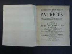 Dissertatio Juris Publici De Patriciis, vulgo: Denen Adelichen Geschlechtern.