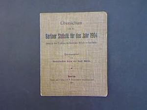 Seller image for bersichten aus der Berliner Statistik fr das Jahr 1904. (Auszug aus dem 29. Jahrgang des Statistischen Jahrbuchs der Stadt Berlin.) for sale by Antiquariat Matthias Drummer