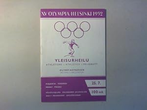 Seller image for XV Olympia Helsinki 1952. Yleisurheilu - Athletisme - Athletics - Fri-idrott. Programmheft 25.7.1952. for sale by Antiquariat Matthias Drummer