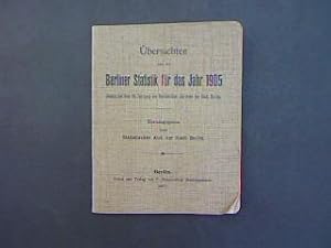 Seller image for bersichten aus der Berliner Statistik fr das Jahr 1905. (Auszug aus dem 30. Jahrgang des Statistischen Jahrbuchs der Stadt Berlin.) for sale by Antiquariat Matthias Drummer