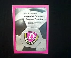 Europapokal-Programmheft: Dynamo Dresden - Napredak Krusevac. 17.11.1980. UEFA-Cup 1. Runde.