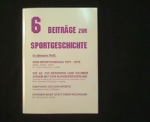 Bild des Verkufers fr Beitrge zur Sportgeschichte. Heft 6 / 1998. zum Verkauf von Antiquariat Matthias Drummer