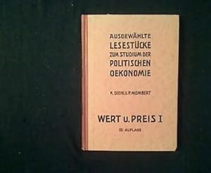 Seller image for Wert und Preis. I. Abteilung. for sale by Antiquariat Matthias Drummer