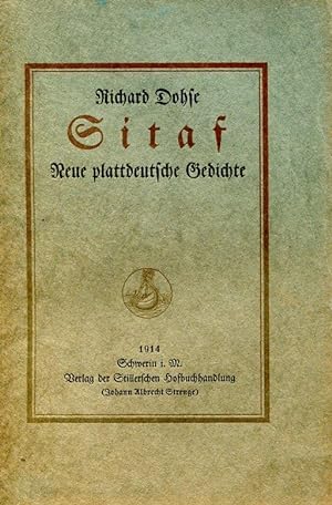 Bild des Verkufers fr Sitaf. Neue plattdeutsche Gedichte. zum Verkauf von Antiquariat & Buchhandlung Rose