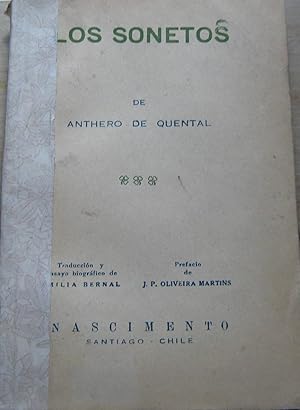 Immagine del venditore per Los sonetos. Traduccin y ensayo biogrfico de Emilia Bernal. Prefacio de J.P. Oliveira Martins venduto da Librera Monte Sarmiento