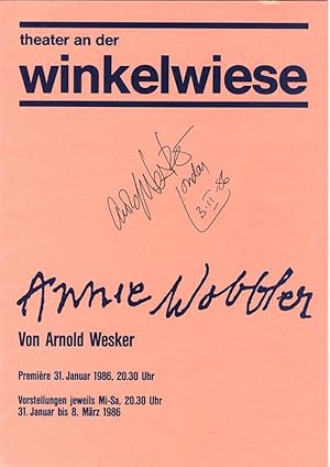 Theater-Prospekt (Leporello, vierteilig, 8 S.), DINA5 "Anne Wobler" von Arnold Wesker, theater an...