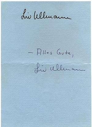 Blatt (ca. 13x18 cm), "Alles Gute, Liv Ullmann".