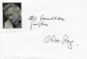 Albumkarte, DINA6, m. montiertem Foto (Repro), handschriftl. "Mit freundlichen Grüßen Oliver Stor...