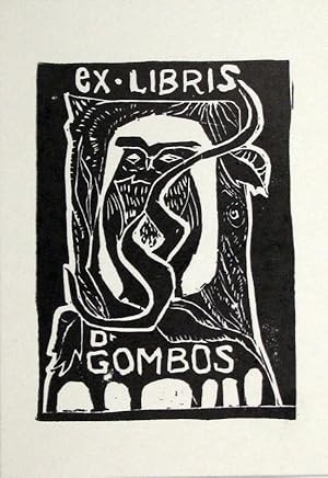 Hochdruck (X6) Exlibris " Ex Libris Dr Gombos", 10,5 x 7,5 cm.