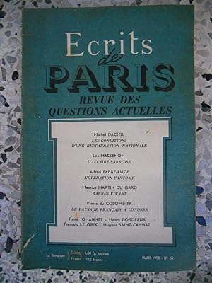 Seller image for Ecrits de Paris - Revue des questions actuelles - N. 65 - Mars 1950 for sale by Frederic Delbos