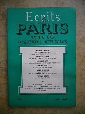 Immagine del venditore per Ecrits de Paris - Revue des questions actuelles - N. 237 - Mai 1965 venduto da Frederic Delbos